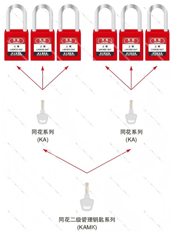 KA 钥匙系统适用场景：同组锁具一把钥匙可开（洛科 Prolockey）
